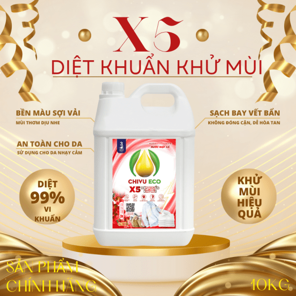 NƯỚC GIẶT CHIVU ECO X5 DIỆT KHUẨN KHỬ MÙI - 10L - Ảnh 3
