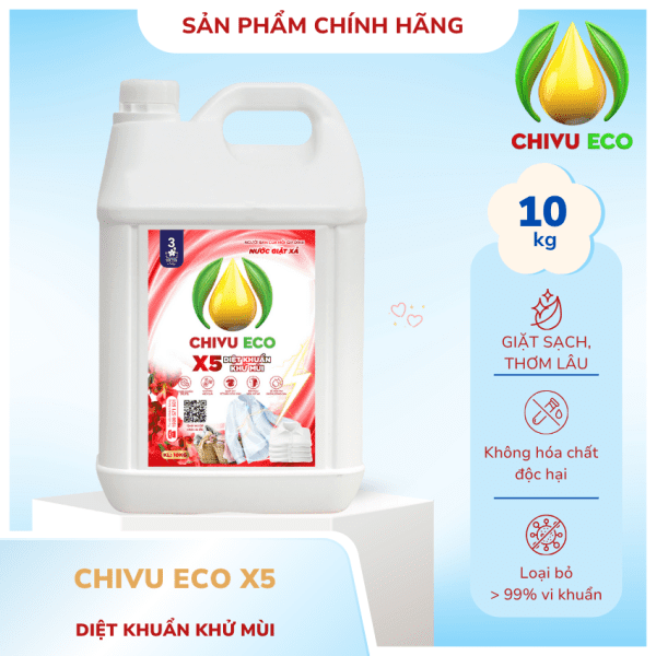 NƯỚC GIẶT CHIVU ECO X5 DIỆT KHUẨN KHỬ MÙI - 10L