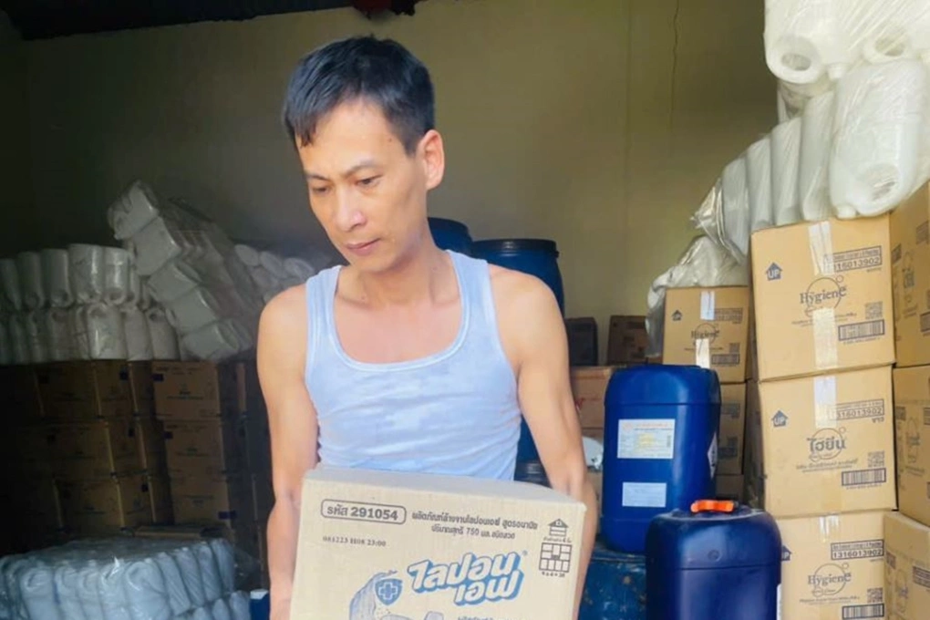 Xưởng làm giả nước giặt Thái Lan bị phát hiện