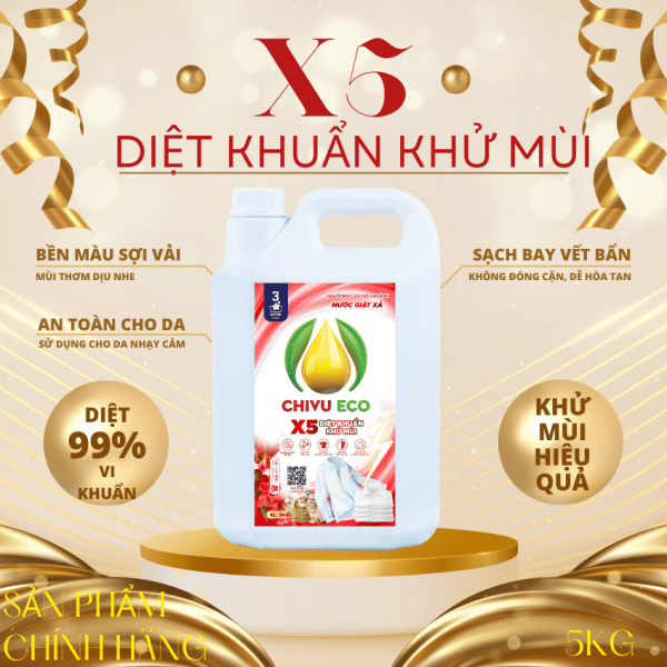 NƯỚC GIẶT X5 DIỆT KHUẨN KHỬ MÙI - 5L - Ảnh 3